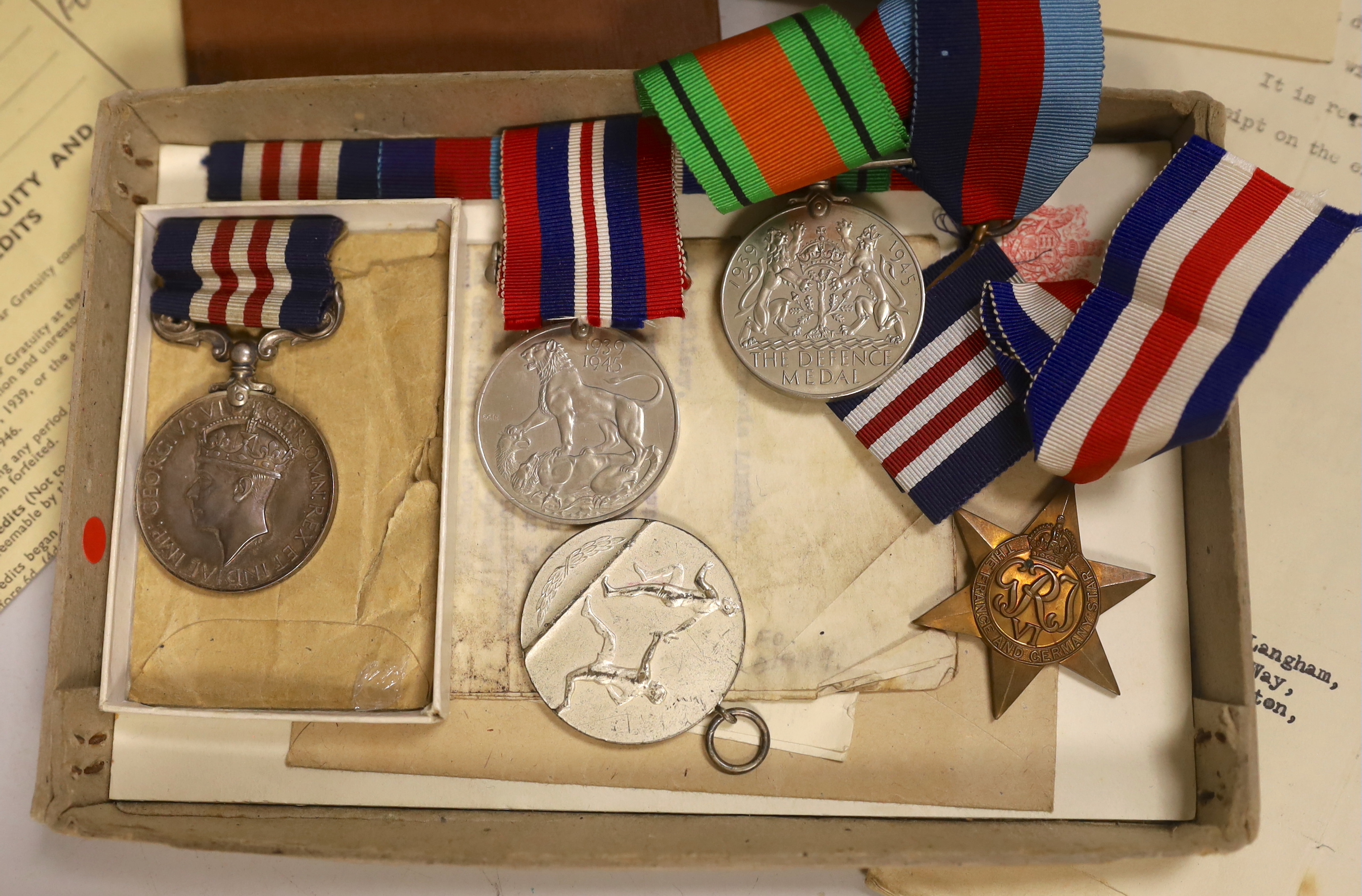 A WW2 military medal group of five to 14553730 Lance Bombadier Vivian Francis Langham R.A. and accompanying documentation